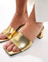 Фото #2 товара ASOS DESIGN Hundred mid block heeled mules in gold