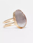 ASOS DESIGN Curve ring with cat eye real semi precious stone in gold tone