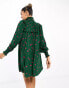 Фото #2 товара Glamorous high neck mini smock dress with shirring in green pink floral