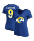 Фото #1 товара Футболка для женщин Fanatics Matthew Stafford Los Angeles Rams Super Bowl LVI Plus Size Name Number V-Neck - Синяя