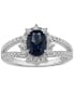 Cubic Zirconia Blue Oval Halo Ring in Sterling Silver, Created for Macy's Синий, 7 - фото #1