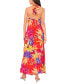 Women's Floral Halter O-Ring Tie-Back Maxi Dress