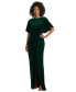 Women's Flutter Sleeve Open-Back Velvet Maxi Dress with Draped Wrap Skirt