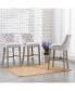 Фото #4 товара 29" Linen Tufted Buttons Upholstered Wingback Bar Stool (Set of 3)