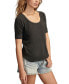 Women's Cotton Raglan-Sleeve Scoop-Neck Top