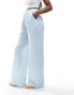 Фото #4 товара ASOS DESIGN seersucker tie waist wide leg trouser in blue & white stripe