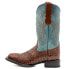 Ferrini Stampede Crocodile Square Toe Cowboy Mens Blue, Brown Casual Boots 4049