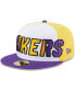 Фото #4 товара Men's White, Purple Los Angeles Lakers Back Half 9FIFTY Fitted Hat