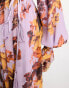 Женское вечернее платье ASOS DESIGN Trapezförmiges Maxikleid mit markantem Blumenmuster, elastischem Ausschnitt, Bindegürtel und gesmokten Bündchen LILAC MUSTARD FLORAL, US 0 - фото #6