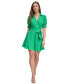 Women's Collared Tie-Waist Puff-Sleeve Dress