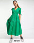 Фото #1 товара Influence Petite button through midi dress in green