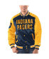 ფოტო #1 პროდუქტის Men's Navy, Gold Indiana Pacers Renegade Satin Full-Snap Varsity Jacket