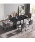 Фото #2 товара 63" Modern Artificial Stone Black Curved Black Metal Leg Dining Table -6 People