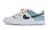 【定制球鞋】 Nike Dunk Low 无人岛 解构鞋带 手绘喷绘 低帮 板鞋 女款 白蓝绿 / Кроссовки Nike Dunk Low FD1232-002