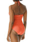 Фото #2 товара Vince Camuto 295904 Ring Cutout Halter One Piece Swimsuit, Red Sunset, 8