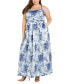 Plus Size Sleeveless Floral Gown