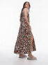 Topshop abstract floral print midi beach dress in chocolate