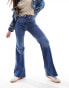 ONLY Rose high waisted flared jeans in mid blue wash Синий, XS L34 - фото #8