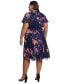 Plus Size Printed Godet Midi Dress
