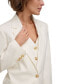 Petite Linen-Blend Shoulder-Padded Single-Button Blazer