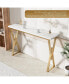 Фото #3 товара 63" Modernkitchen Bar Height Dining Table Wood Breakfast Pub Table With Gold Base