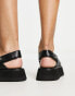 ASRA Sorento cross strap chunky sandals in black leather