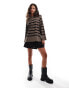 Object oversized knitted stripe jumper in brown and black