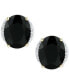 ფოტო #3 პროდუქტის Onyx & Diamond Accent Oval Stud Earrings in 14k Gold