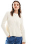 ASOS DESIGN crew neck cardigan in peplum in cream