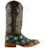 Ferrini Patchwork Embroidered Square Toe Cowboy Womens Blue, Brown Casual Boots