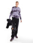 ASOS DESIGN oversized knitted tie dye distressing crew neck jumper in purple 2XS - фото #12