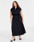 Фото #1 товара Trendy Plus Size Button-Front Tie-Waist Maxi Dress, Created for Macy's