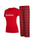 Women's Red, Pewter Tampa Bay Buccaneers Arctic T-shirt and Flannel Pants Sleep Set