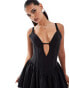 Murci structured cut out corset lace up back mini dress in black