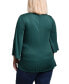 ფოტო #2 პროდუქტის Plus Size 3/4 Sleeve Pleat-Waist Top