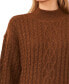 Фото #3 товара Women's Cable-Knit Mock Neck Bishop Sleeve Sweater