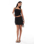 ASOS DESIGN co-ord textured mini skirt with side splits in black Синий, 44 - фото #6