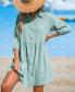 Фото #3 товара Women's Aqua Collared Button-Up Mini Beach Dress