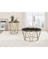 Cicatrix End Table, Faux Black Marble Glass & Champagne Finish