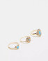 Фото #1 товара DesignB London 3 pack of rings with turquoise stone in gold