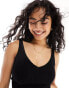 Vero Moda ribbed knit v neck cami top in black