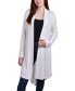 Women's Long Sleeve Knit Cardigan with Chiffon Back