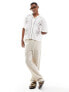 Фото #5 товара Abercrombie & Fitch embroidered short sleeve linen blend shirt in white