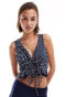 Фото #1 товара ASOS DESIGN linen look tie front sun top in polka print