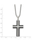 ფოტო #3 პროდუქტის Black IP-plated Laser Cut Cross Pendant Rope Chain Necklace