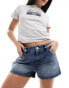 Фото #1 товара Weekday Duchess low waist baggy fit denim shorts in spinel blue