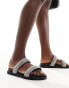 French Connection double strap footbed sandals in silver