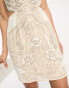 Фото #4 товара ASOS DESIGN embellished halter mini dress with pearl detail in white