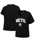 ფოტო #1 პროდუქტის Women's Black Brooklyn Nets Plus Size Arch Over Logo V-Neck T-shirt