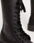 New Look mid calf height chunky lace up boots in black Черный, 37 - фото #3